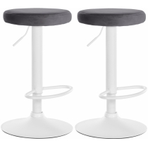 2x Barová stolička Ponte - zamat, biely rám Tmavo sivá