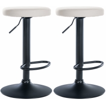 2x Barová stolička Ponte - koženka, čierny rám - Biela