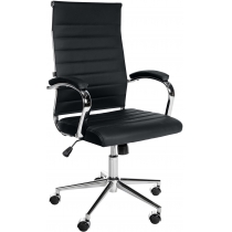 Kancelárska stolička Mollis - koža - Čierna