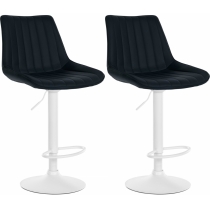 2x Barová stolička Toni - koženka, biely rám - Čierna