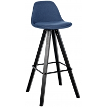 Barová stolička Corbin Square - látka, čierny rám - modrá