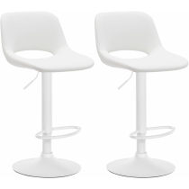 2x Barová stolička Camden - koženka, biely rám - Biela