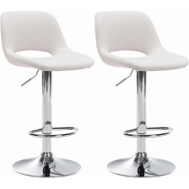 2x Barová stolička Camden - látka, chróm - Krémová