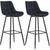 2x Barová stolička Dartford - zamat - Čierna
