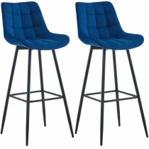 2x Barová stolička Dartford - zamat - Modrá