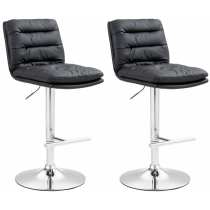 2x Barová stolička Damar - koženka, chróm rám - Čierna