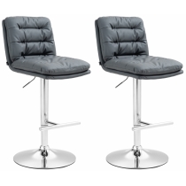 2x Barová stoličkaDamar - koženka, chróm rám - šedá