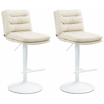 2x Barová stoličkaDamar - koženka, biely rám - krémová
