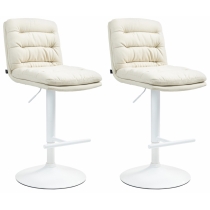 2x Barová stoličkaDamar - látka, biely rám - krémová