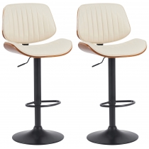 2x Barová stoličkaClawson - koženka, čierny rám - orech/krém