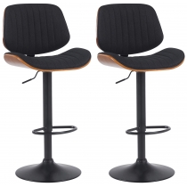 2x Barová stolička Clawson - látka, čierny rám - orech/čierna