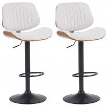 2x Barová stoličkaClawson - látka, čierny rám - orech/krém