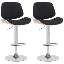 2x Barová stoličkaClawson - látka, chróm rám - prírodná/čierna