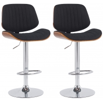 2x Barová stoličkaClawson - látka, chróm rám - orech/čierna