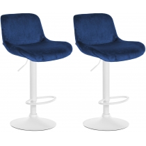 2x Barová stoličkaSolon - zamat, biely rám- modrá