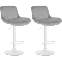 2x Barová stoličkaSolon - zamat, biely rám- sivá