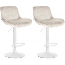 2x Barová stoličkaSolon - zamat, biely ráma krém