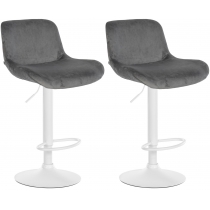 2x Barová stoličkaSolon - zamat, biely rám- tmavo sivá