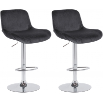 2x Barová stolička Solon - zamat, chróm rám - Black