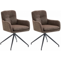 Set 2 jedálenských stoličiek Pickett - látka - hnedá