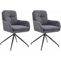 Set 2 jedálenských stoličiek Pickett - látka - tmavošedá