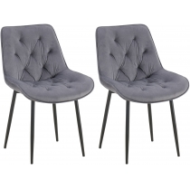 Set 2 jedálenských stoličiek Wallace - zamat - tmavošedá