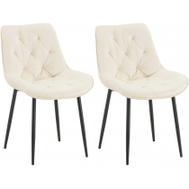 Set 2 jedálenských stoličiek Wallace - zamat - krémová