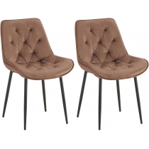 Set 2 jedálenských stoličiek Wallace - zamat - hnedá