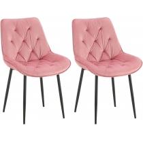 Set 2 jedálenských stoličiek Wallace - zamat - ružová