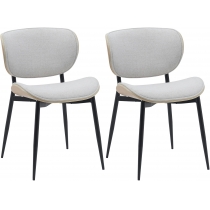 Set 2 jedálenských stoličiek Enid - látka - natura/krémová