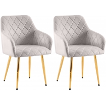 Set 2 jedálenských stoličiek Monett G - zamat, zlatý rám - šedá