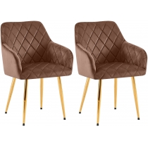 Set 2 jedálenských stoličiek Monett G - zamat, zlatý rám - hnedá