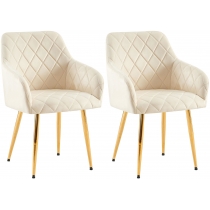 Set 2 jedálenských stoličiek Monett G - zamat, zlatý rám - krémová