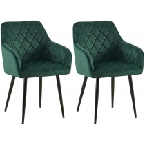 Set 2 jedálenských stoličiek Monett B - zamat, čierny rám - zelená