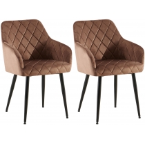 Set 2 jedálenských stoličiek Monett B - zamat, čierny rám - hnedá