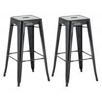 Kovová barová stolička Josh (SET 2 ks) - Čierna
