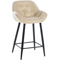 Barová stolička Gibson ~ látka, kovové nohy čierne - Krémová