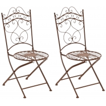 Kovová stolička skladacia Indra (SET 2 ks) - Hnedá antik