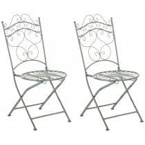 Kovová stolička skladacia Indra (SET 2 ks) - Zelená antik
