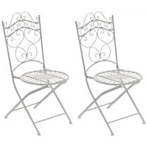 Kovová stolička skladacia Indra (SET 2 ks) - Biela antik