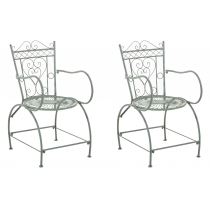 Kovová stolička Sheela s područkami (SET 2 ks) - Zelená antik