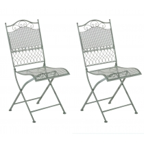 Kovová skladacia stolička Kiran (SET 2 ks) - Zelená antik