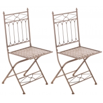 Kovová skladacia stolička Asina (SET 2 ks) - Hnedá antik