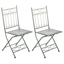Kovová skladacia stolička Asina (SET 2 ks) - Zelená antik