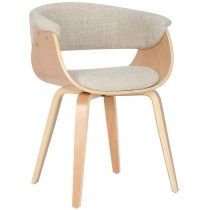 Stolička Bruce látka, drevené nohy natura - Krémová