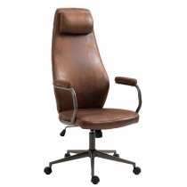 Kancelárska stolička Pocatello v industriálnom štýle - koženka - Cognac antik