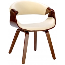 Stolička Foley - koženka, drevené nohy orech - Krémová