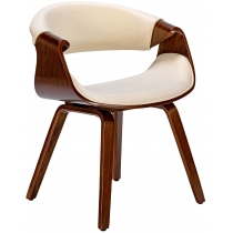 Stolička Foley - látka, drevené nohy orech - Krémová