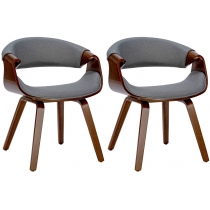 Stolička Foley (SET 2 ks) - látka, drevené nohy orech - Sivá