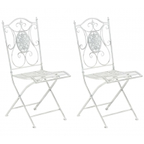 Kovová skladacia stolička Sibell (SET 2 ks) - Biela antik
